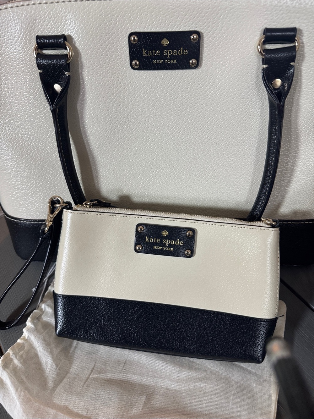 kate spade Black and White Two-Tone Tote with Matching Wristlet